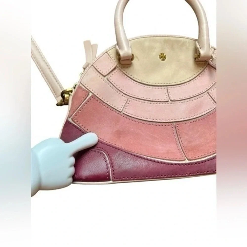 Tory Burch Seashell Patchwork Dome Satchel Crossbody Bag Tassel Purse Bag